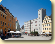 View over the Danube on salt store and bridge tower