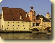 View over the Danube on salt store and bridge tower