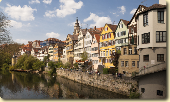 Tübingen on the Neckar: Historical houses on the waterfront 