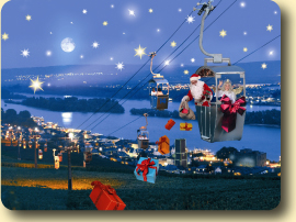 Rüdesheim chair lift with santa Clause